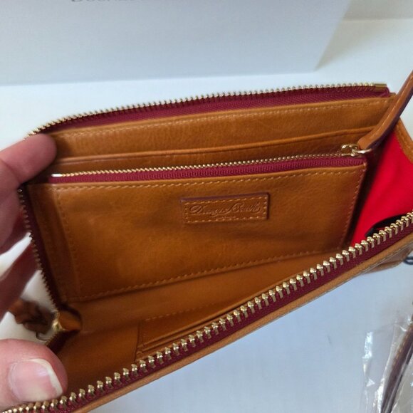 Dooney & Bourke Florentine Leather Folded Zip Wristlet Wallet Natural Brown NEW - Picture 8 of 13